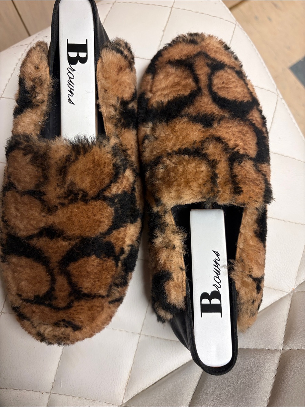 Coach sheep Fur  coach print Smoking shoes Brown/Black